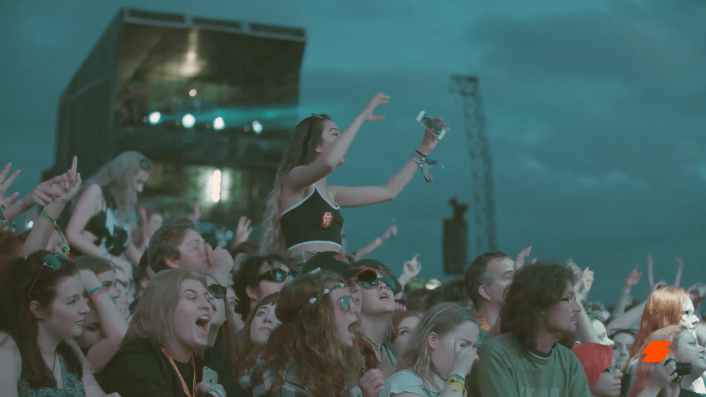 front of festival crowd having fun
