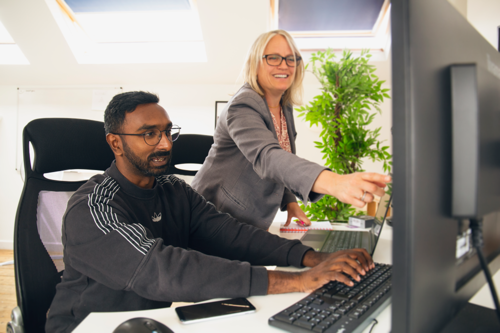 Jason 2 Stock image of Becky and Jason working
