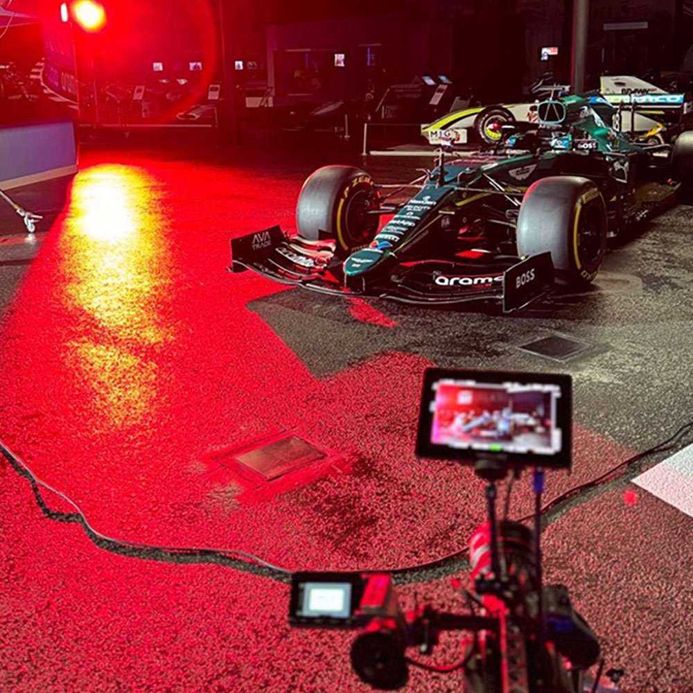 Racing car on location during a shoot
