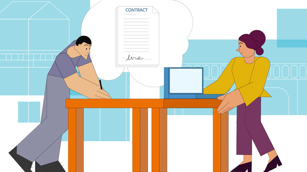 Animation still from a corporate e-learning module