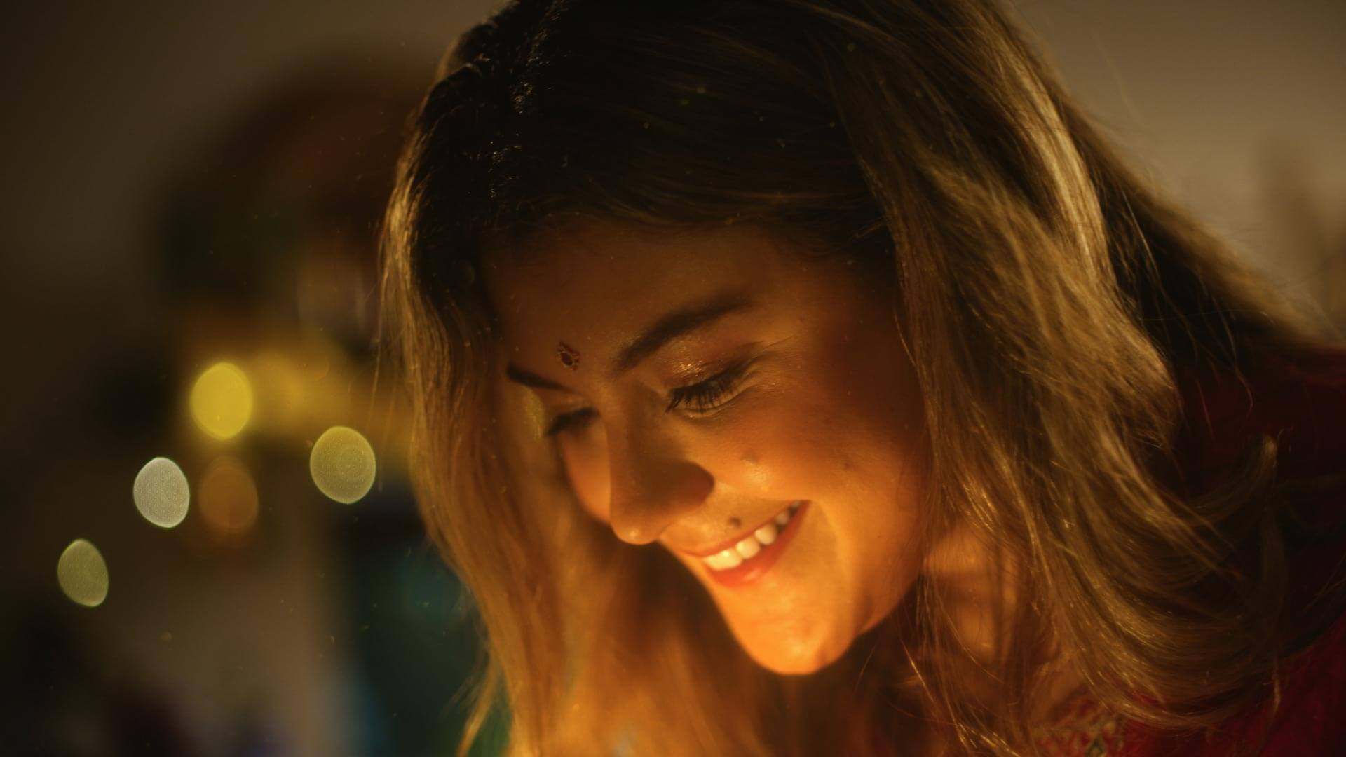 Woman smiling during a commercial brand video shoot