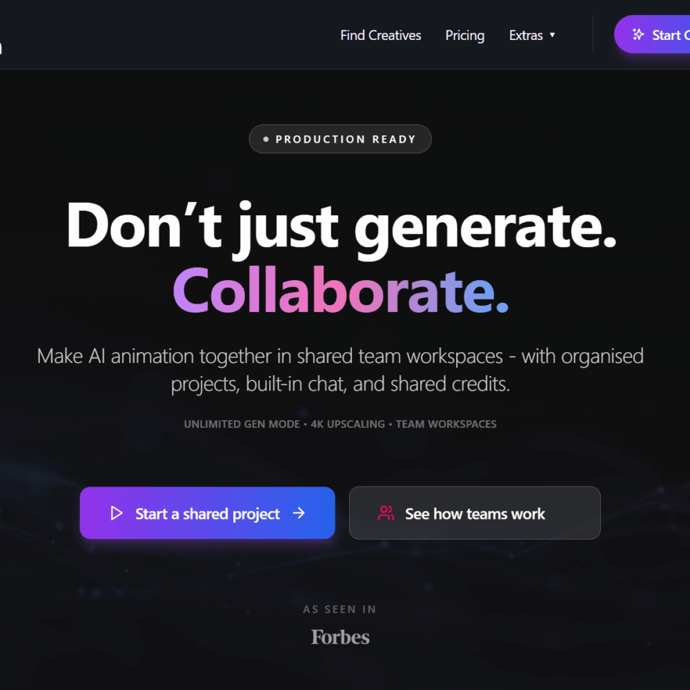 image of ai animation homepage