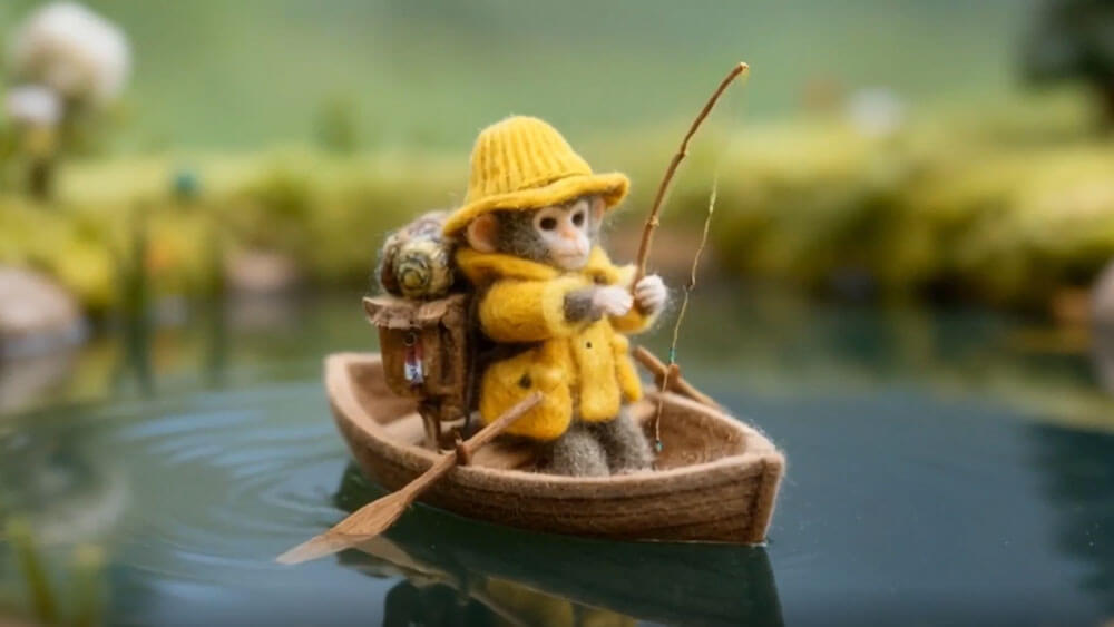 image of ai generated monkey in a boat